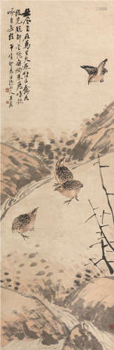 王震（1867～1938） 1914年作 四季平安图 立轴 设色纸本