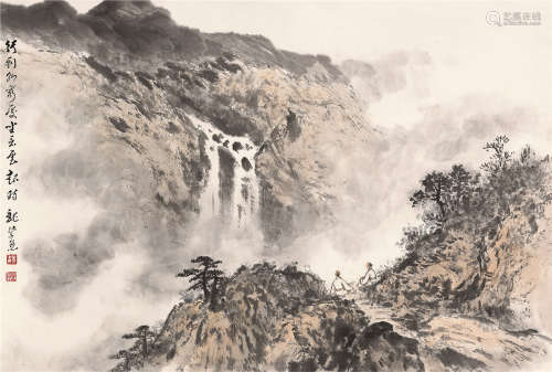 魏紫熙（1915～2002） 坐看云起 立轴 设色纸本