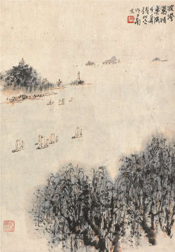 钱松嵒（1899～1985） 波澄万顷 立轴 设色纸本