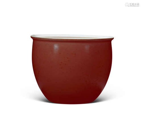 清康熙 豇豆红釉案缸