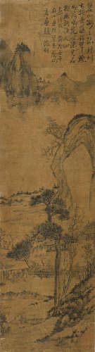 文徵明（1470～1559） 山水 立轴 设色绫本