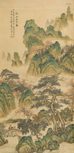 白宗魏（b.～1972） 秋山古寺图 立轴 设色绢本