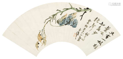 吴熙载（1799～1870） 秋声 扇面 设色纸本