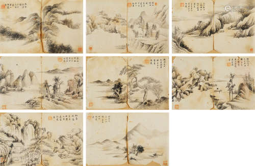 董邦达（1696～1769） 山水 单片 （八开） 设色纸本
