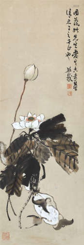 吴熙载（1799～1870） 香远溢清 立轴 设色纸本