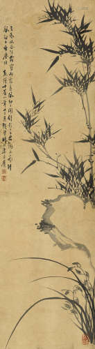 李方膺（1695～1755） 竹石 立轴 水墨纸本