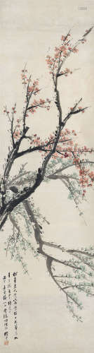 金心兰（1841～1909） 双梅图 立轴 设色纸本