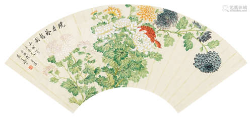 缪谷瑛（1875～1954） 晚香冷艳图 镜片 设色纸本