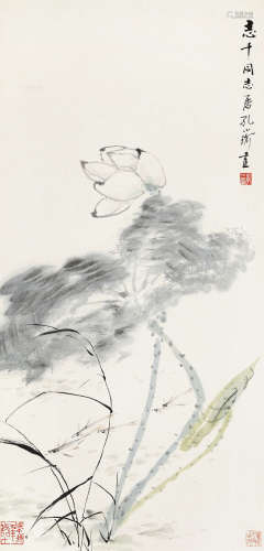 孔小瑜（1899～1984） 风荷 立轴 设色纸本