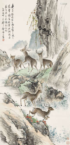 金梦石（1869～1952） 受天百禄 立轴 设色纸本