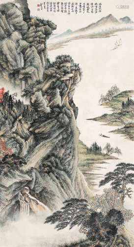 郑午昌（1894～1952） 九日登高图 立轴 设色纸本