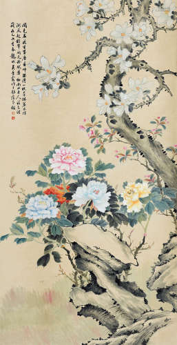吴青霞（1910～2008） 富贵图 立轴 设色纸本