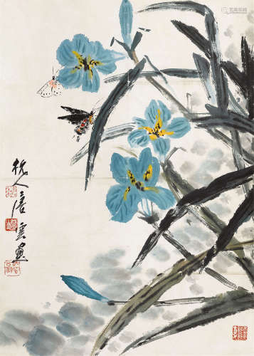 唐云（1910～1993） 蝶恋花 立轴 设色纸本