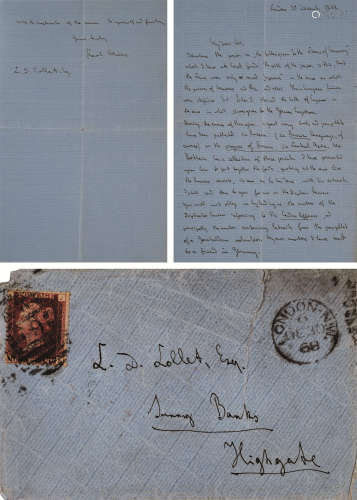 卡尔·马克思（1818～1883） 1868年12月30日作 卡尔·马克思致密友、英国著名报人科勒特·多布森·科勒特亲笔信