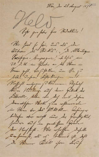考茨基（1854～1938） 1878年作 考茨基早年亲笔信