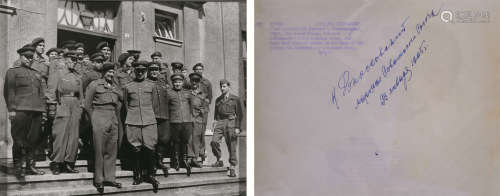 罗科索夫斯基（1896～1968） 1965年作 罗科索夫斯基亲笔签名与蒙哥马利合影