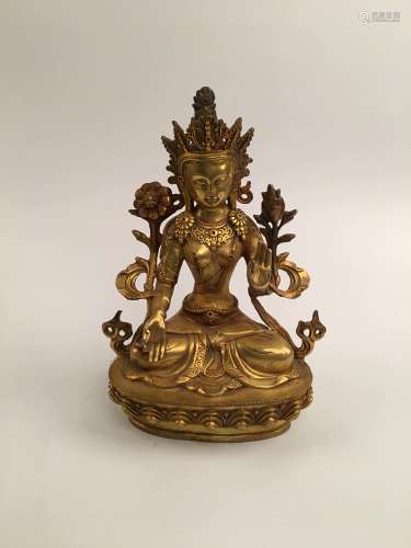 Chinese Qing Gilt Bronze Buddha