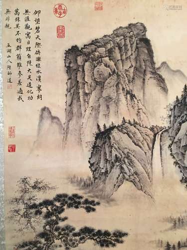 Chinese Watercolor Painting Scroll by Chouying