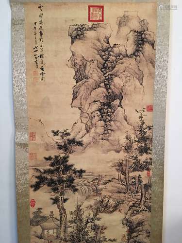 Chinese Watercolor Painting Scroll