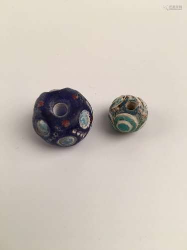 Two Chinese Han Glass Beads