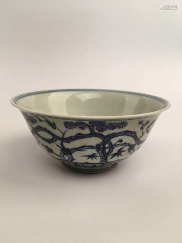 Chinese Blue and White Porcelain Bowl with Xuande Mark