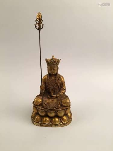 Chinese Gilt Bronze  Tang Seng San Zang Bodhisattva Statue
