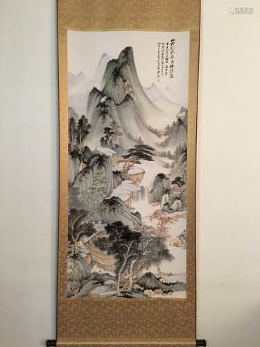 Chinese Watercolor Painting Scroll