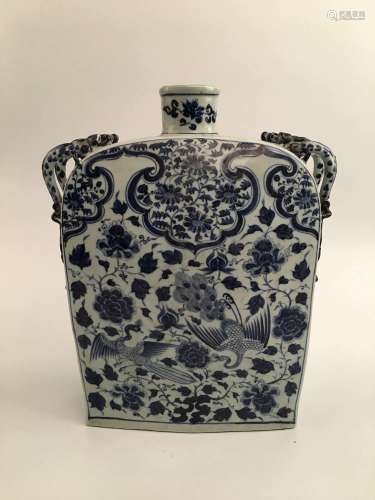 Chinese Blue and White Phoenix Porcelain Vase