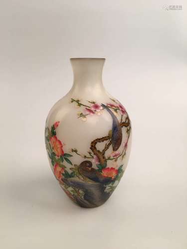 Chinese Enamel Peiking Glass Vase