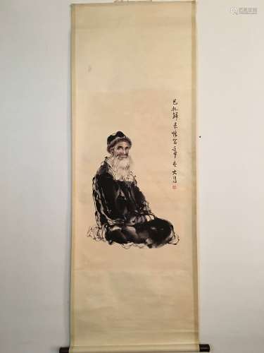 Chinese Watercolor Painting Scroll by Dawei Liu