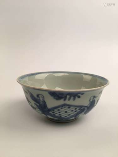 Chinese Blue and White Porcelain Bowl with Wanli Mark