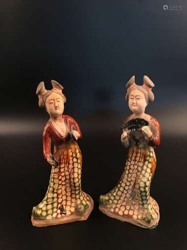A Pair Chinese Tang Dancing Ladies