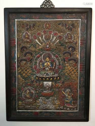 Chinese Tibetan Bronze Thangka