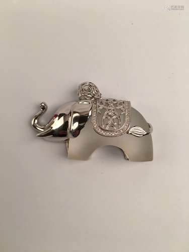 Crystal Elephant  Pendant with Silver Decoration