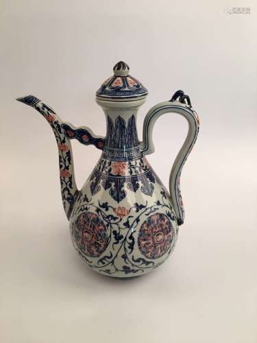 Chinese Blue and Red Porcelain Pitcher