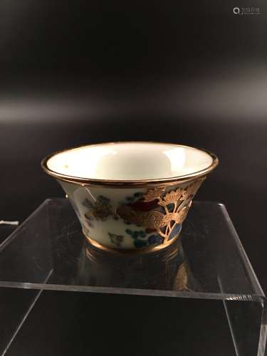 Chinese Gilt Doucai Porcelain Tea Cup