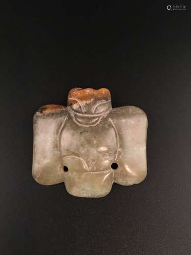 Chinese Hongshan Culture Jade Carved Bat Statue