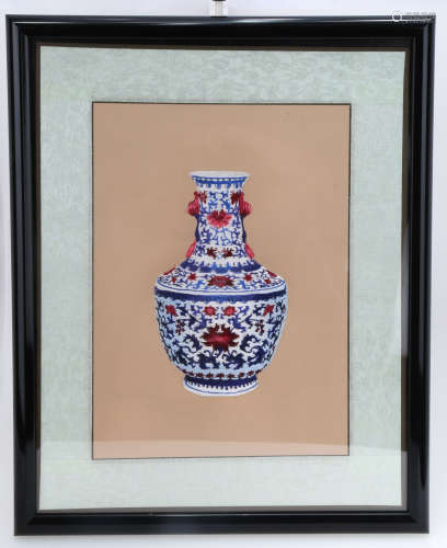 AN EMBROIDERY PICTURE OF CHINESE BLUE AND WHITE PORCELAIN VASE.OH023.