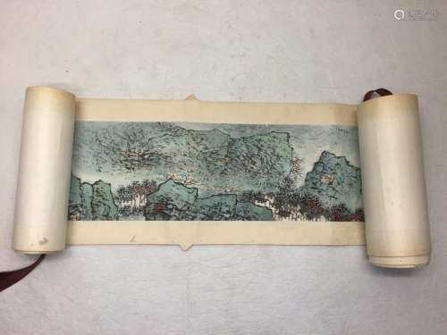 ATTRIBUTED AND SIGNED WU CHENGKAI. A INK AND COLOR ON PAPER HANGING SCROLL PAINTING. H237.
