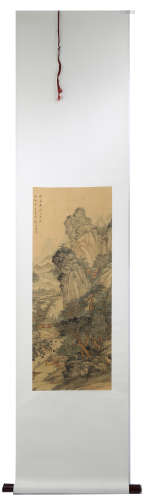 SIGNED ZHANG KESU (1898-1959). A INK AND COLOR ON SILK HANGING SCROLL PAINTING. H215.