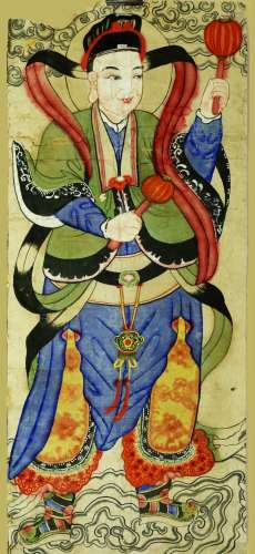 CHINESE TAOIST PAINTING DEPICTING A TAOIST IMMORTAL.