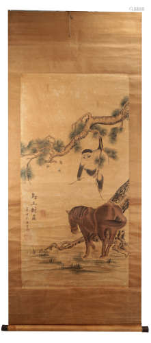 SIGNED CHEN SHU(1660-1736). A INK AND COLOR ON PAPER