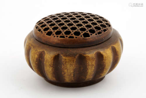 A CHINESE BRONZE AROMA STOVES WITH MELON RIDGES.