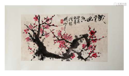 ATTRIBUTED AND SIGNED GUAN SHANYUE (1912-2000). A INK AND COLOR ON PAPER HANGING PAINTING. H261.