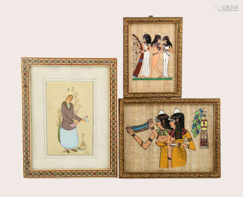 (3)  GROUP OF FRAMED DECORATIVE ITEMS.OH029.