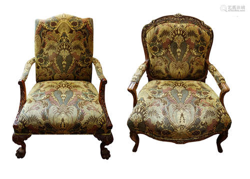 (2)  PAIR OF KING/QUEEN THRONE ROCOCO ARM CHAIR.