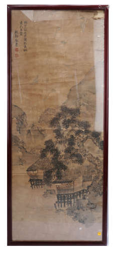 A FRAMED PAINTING IN THE MANNER OF JIN NONG.H169.