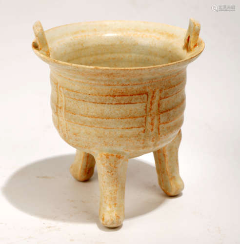 A YINGQING GLAZED TRIPOD CENSER.C007