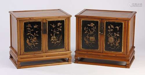 (2)  PETITE MID 20TH C. CHINESE GILT FLOWER DECORATION CHESTS