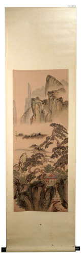 SIGNED ZHOU CHENGFANG. A INK AND COLOR ON SILK HANGING